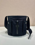 2026 Black Mini Canvas and Leather Bucket Bag 1BE106_2G6S_F0002_V_OOO