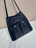 2026 Large Black Canvas and Leather Tote Bag 1BG644_2G6S_F0002_V_OOO