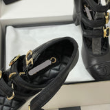 Women's Three-Buckle/Three-Strap Black Lambskin Chunky-Heel Mary Jane Shoes |G47256 X01000 94305