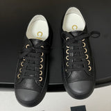 Women's Classic Double C Logo Black Printed Lambskin Sneakers| G46368 B19815 NAFDD