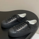 Women's Classic Double C Logo Black Printed Lambskin Sneakers| G46368 B19815 NAFDD