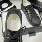 Women's Classic Double C Logo Black Printed Lambskin Sneakers| G46368 B19815 NAFDD