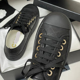 Women's Classic Double C Logo Black Printed Lambskin Sneakers| G46368 B19815 NAFDD