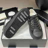 Women's Classic Double C Logo Black Printed Lambskin Sneakers| G46368 B19815 NAFDD