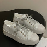 Women's Gray Diamond-Patterned Printed Lambskin Chunky-Soled Casual Sneakers |G46368 B18118 NZ264