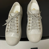 Women's Gray Diamond-Patterned Printed Lambskin Chunky-Soled Casual Sneakers |G46368 B18118 NZ264
