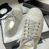 Women's Gray Diamond-Patterned Printed Lambskin Chunky-Soled Casual Sneakers |G46368 B18118 NZ264