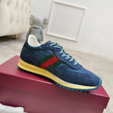Women's Re-Motion Blue GG Nylon and Suede Sneakers |840291 AAEZM 4245