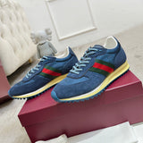 Women's Re-Motion Blue GG Nylon and Suede Sneakers |840291 AAEZM 4245