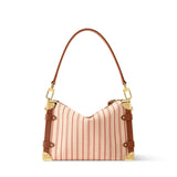 2026 Striped Print Canvas Side Trunk MM Handbag M28469