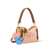 2026 Striped Print Canvas Side Trunk MM Handbag M28469