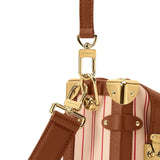 2026 Striped Print Canvas Side Trunk MM Handbag M28469