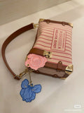 2026 Striped Print Canvas Side Trunk MM Handbag M28469