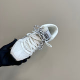 Women's First High-Top Sneakers in White Calfskin and Mesh| KCK431CTF_S19W