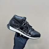 Women's First High-Top Sneakers in Black Cowhide Leather and Mesh| KCK386SNJ_S900