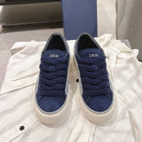 Men's B33 Low-Top Rotational Sneakers Navy Blue Oblique Jacquard Fabric with Navy Blue Suede |3SN303ZWN_H559