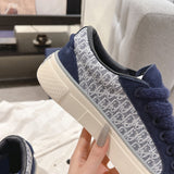 Men's B33 Low-Top Rotational Sneakers Navy Blue Oblique Jacquard Fabric with Navy Blue Suede |3SN303ZWN_H559