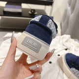 Men's B33 Low-Top Rotational Sneakers Navy Blue Oblique Jacquard Fabric with Navy Blue Suede |3SN303ZWN_H559