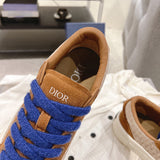 Men's B33 Sneakers Brown and Beige Oblique Jacquard with Brown Suede| 3SN303ZWN_H781