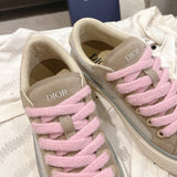 Women's B33 Sneakers Gray and White Oblique Jacquard Fabric with Gray Suede |3SN303ZWN_H858