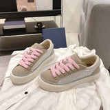 Women's B33 Sneakers Gray and White Oblique Jacquard Fabric with Gray Suede |3SN303ZWN_H858
