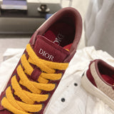 Men's B33 Spin Low-Top Sneakers Beige Oblique Jacquard Fabric with Burgundy Suede| 3SN303ZWN H411