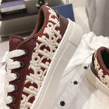 Men's B33 Limited Edition Sneakers Burgundy Smooth Calfskin with Beige Oblique Embossed Embroidery |3SN303ZYQ-H333
