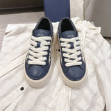 B33 Men's Sneakers Navy Blue Smooth Cowhide Leather with Beige Oblique Embossed Stitching |3SN303ZYQ_H561