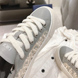 B33 Men's Sneakers Gray Smooth Calfskin with Cream Oblique Embossed Embroidery| 3SN303ZYQ_H868