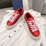 B33 Men's Low-Top Sneakers Red Smooth Calfskin with Red Oblique Jacquard| 3SN303ZDE-H331