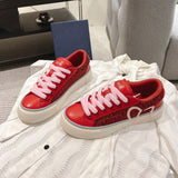B33 Men's Low-Top Sneakers Red Smooth Calfskin with Red Oblique Jacquard| 3SN303ZDE-H331
