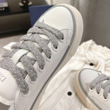 B33 Grey Calfskin and Oblique Jacquard Men's Sneakers|3SN303ZDE_H068