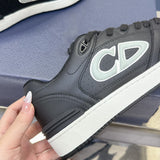 B57 Dribble Men's Low-Top Sneakers Black and white smooth calf leather with beige and black Oblique jacquard fabric| 3SN318ZXU_H960