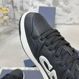 B57 Dribble Men's Low-Top Sneakers Black and white smooth calf leather with beige and black Oblique jacquard fabric| 3SN318ZXU_H960