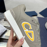 Men's B57 Limited Edition Numbered Style Gray and Yellow Two-Tone Smooth Calfskin Low-Top Sneakers |3SN318ZDL_H822