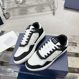 B27Men's Low-Top Sneakers: White smooth calf leather, black denim fabric, and white Oblique Galaxy print leather|3SN272ZAC_H960