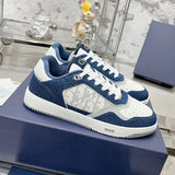 B27 Uptown Men's Low-Top Sneakers White Smooth Calfskin, Blue Denim, and White Oblique Galaxy Leather|3SN272ZAC_H580