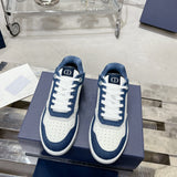 B27 Uptown Men's Low-Top Sneakers White Smooth Calfskin, Blue Denim, and White Oblique Galaxy Leather|3SN272ZAC_H580