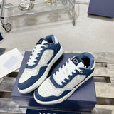 B27 Uptown Men's Low-Top Sneakers White Smooth Calfskin, Blue Denim, and White Oblique Galaxy Leather|3SN272ZAC_H580
