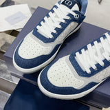 B27 Uptown Men's Low-Top Sneakers White Smooth Calfskin, Blue Denim, and White Oblique Galaxy Leather|3SN272ZAC_H580