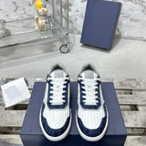B27 Uptown Men's Low-Top Sneakers, White Smooth Cowhide Leather, Blue Denim, and White |3SN272ZWZ_H580