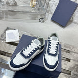 B27 Uptown Men's Low-Top Sneakers, White Smooth Cowhide Leather, Blue Denim, and White |3SN272ZWZ_H580