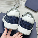 B27 Uptown Men's Low-Top Sneakers, White Smooth Cowhide Leather, Blue Denim, and White |3SN272ZWZ_H580