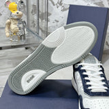 B27 Uptown Men's Low-Top Sneakers, White Smooth Cowhide Leather, Blue Denim, and White |3SN272ZWZ_H580