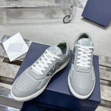 B27 Men's Low-Top Sneakers in Grey Smooth Cowhide Leather with Toned-Down CD Diamond Canvas Accents |3SN272ZPP_H865