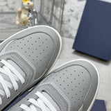B27 Men's Low-Top Sneakers in Grey Smooth Cowhide Leather with Toned-Down CD Diamond Canvas Accents |3SN272ZPP_H865