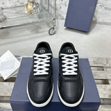 B27 Men's Low-Top Sneakers, Black Smooth Calf Leather with CD Diamond Canvas  |3SN272ZPP_H900
