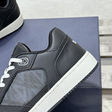 B27 Men's Low-Top Sneakers, Black Smooth Calf Leather with CD Diamond Canvas  |3SN272ZPP_H900