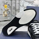 B27 Men's Low-Top Sneakers, Black Smooth Calf Leather with CD Diamond Canvas  |3SN272ZPP_H900