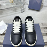 B27 Men's Low-Top Sneakers Black Smooth Cowhide Leather with Beige and Black Oblique Jacquard |3SN272ZIR_H965